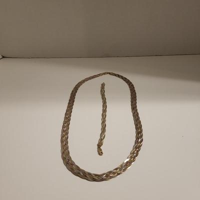 STERLING SILVER NECKLACE AND BRACELET 28 grams