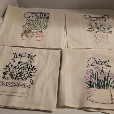 HAND EMBROIDERED FLOUR SACK TEA TOWELS