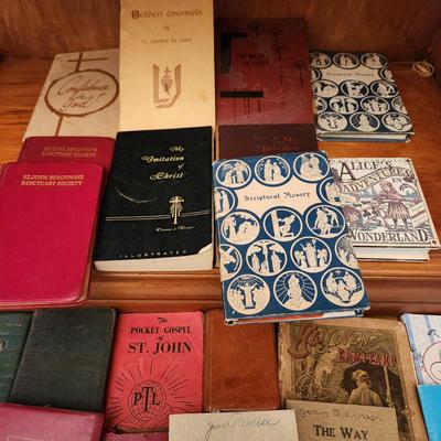 Vintage Book Lot Religious, Alice's Adventures in Wonderland, and others
