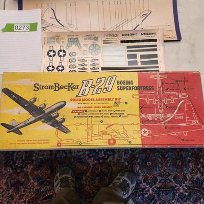 StromBecKer B-29 Boeing Superfortress Wood Model Kit Open Box