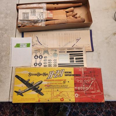 StromBecKer B-29 Boeing Superfortress Wood Model Kit Open Box