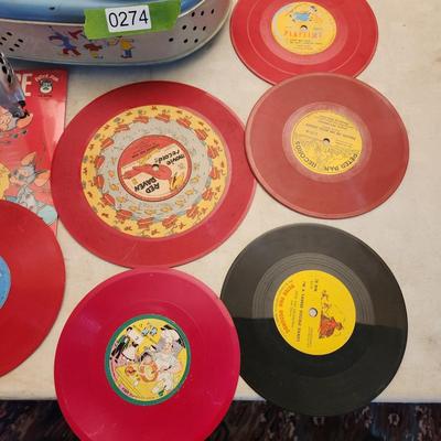 Metal Toy Electric Phonograph w Records