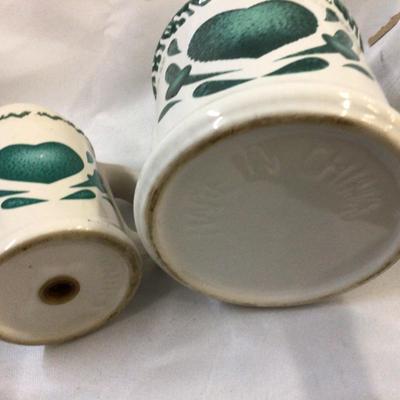 Green Heart Canister Set with Matching Salt and Peppers