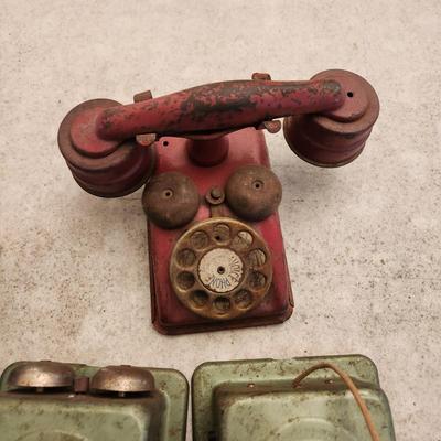 Metal Tin Toys See & Subtract, Adding Machine, Telephones