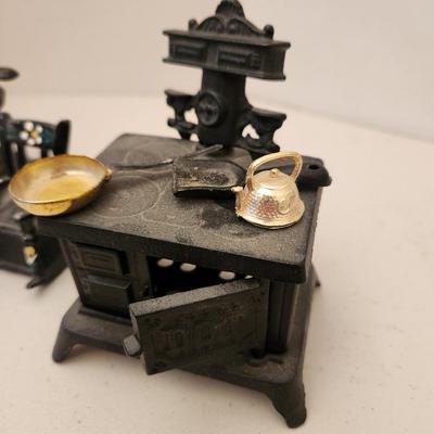 Cast Iron Toys Scale, Stove, Rocking Chair, Pot