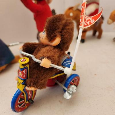 Vintage Windup Toys Monkey, Horses, Rabbits, Dog