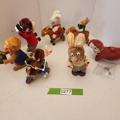 Vintage Windup Toys Monkey, Horses, Rabbits, Dog
