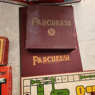 Large Lot of Board Games Pit, Lotto, Hearts, Parcheesi, Sorry, Tidley Winks, Wonderful Game of Oz Board