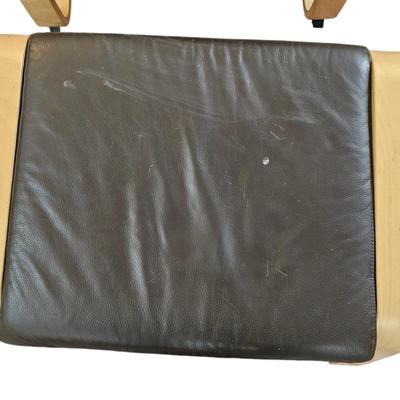 Ikea Poang Armchair Brown Leather with Foot Stool