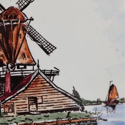 Vintage DELFT Hand-Painted Windmill Tile Plaque
