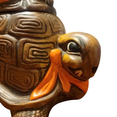 Vtg 1970s California Originals Ceramic Tortoise & the Hare cookie jar