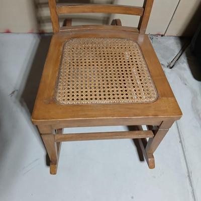 Antique Helmer Mfg. cane backed Rocking Chair with Cane Seat