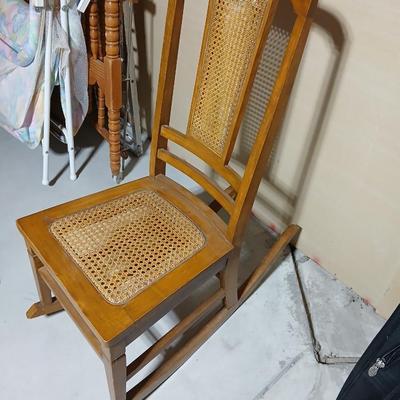 Antique Helmer Mfg. cane backed Rocking Chair with Cane Seat