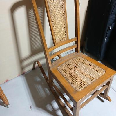 Antique Helmer Mfg. cane backed Rocking Chair with Cane Seat