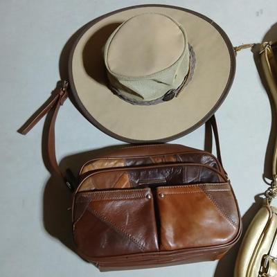 Two hats, each with a purse