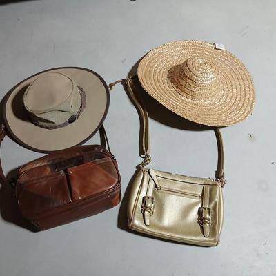 Two hats, each with a purse