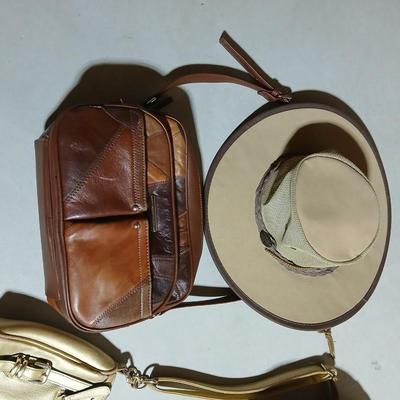 Two hats, each with a purse