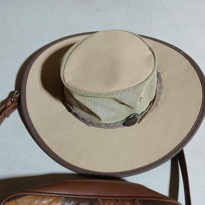 Two hats, each with a purse