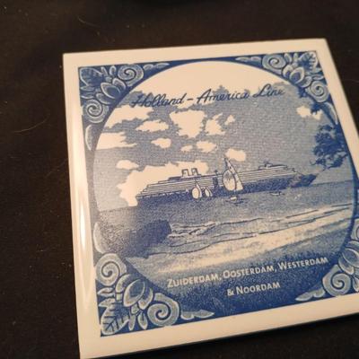 Home decor - candles - Carousel horse - Brass thermometer - glass dishes and corked back trivets