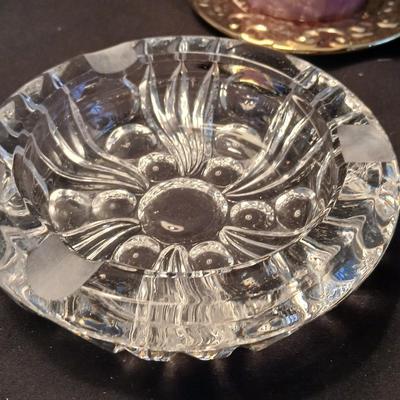 Home decor - candles - Carousel horse - Brass thermometer - glass dishes and corked back trivets