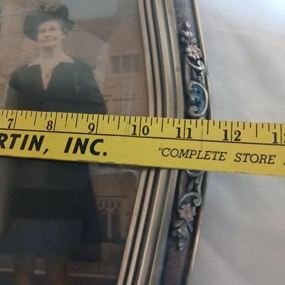 Antique Convex glass Art deco picture frame with portrait