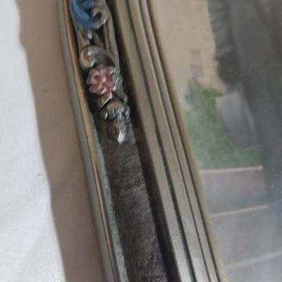 Antique Convex glass Art deco picture frame with portrait