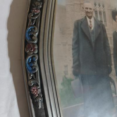 Antique Convex glass Art deco picture frame with portrait