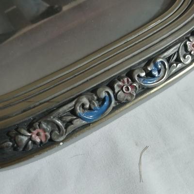 Antique Convex glass Art deco picture frame with portrait