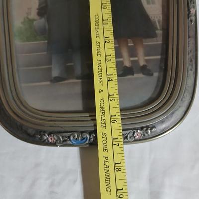 Antique Convex glass Art deco picture frame with portrait