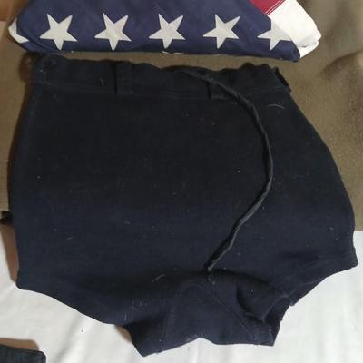 WWII Era U.S. Navy sailor cap with Shorts - army green wool blanket -American Flag and more