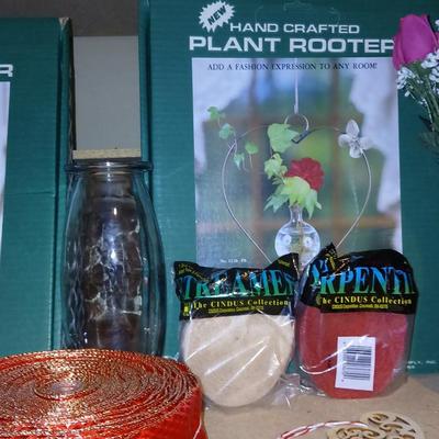 Happy Valentine's Day! Valentines' vases, faux flowers, and plant rooters