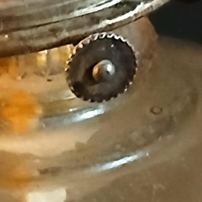 Hurricane oil lamp 18" tall clear beautifully etched thick glass pedestal base