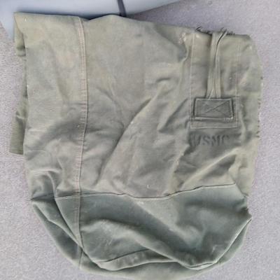 Small cooler - Marines laundry sack - Air mattress with pump and a foam bedroll