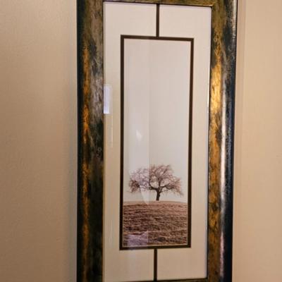 Matching framed wall art trees - appear to be in Sepia -