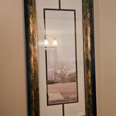 Matching framed wall art trees - appear to be in Sepia -