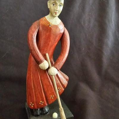 Vintage handcrafted wood golf sculptures