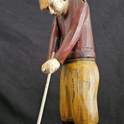 Vintage handcrafted wood golf sculptures