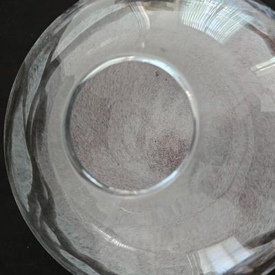 Large art deco glass bowl / vase - vase with bear on it and two candles