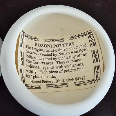 Two Matching Original hand-painted Native American Hozoni Pottery Signed