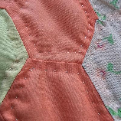 STUNNING Handmade Quilt Large Vintage 30's Flower Garden Mosaic Antique Quilt