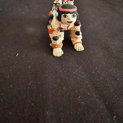 Cleo Teissedre Native American Storyteller w 8 Children Sculpture Figurine and smaller storyteller figure