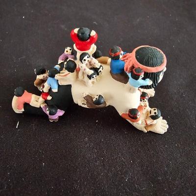 Cleo Teissedre Native American Storyteller w 8 Children Sculpture Figurine and smaller storyteller figure