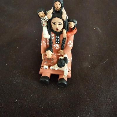 Handmade Pueblo Pottery Storyteller Figurine 7 Children with smaller storyteller