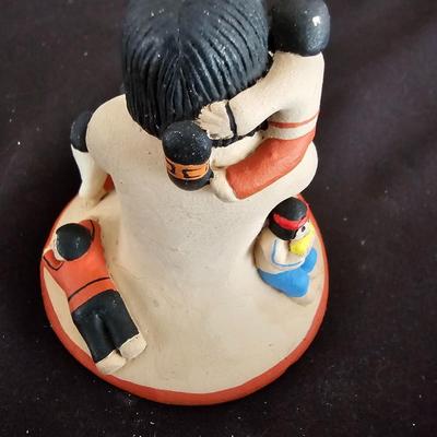 Handmade Pueblo Pottery Storyteller Figurine 7 Children with smaller storyteller