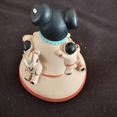 Fine Tuscon Cleo Teissedre Southwestern Native American Storyteller Figurine with polished stones