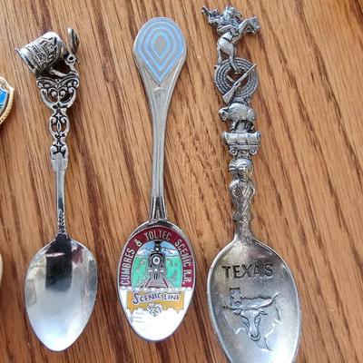 Collectible Souvenir spoons with wooden display rack