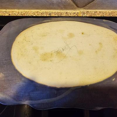 Two Signed clay pottery platter / dishes