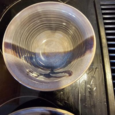 Clay pottery bowl and pie plate