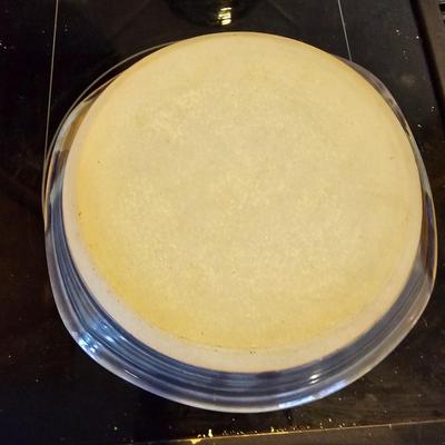 Clay pottery bowl and pie plate