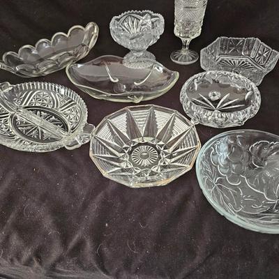 Vintage Glass dishware - collection of beautiful pressed glass dishes
